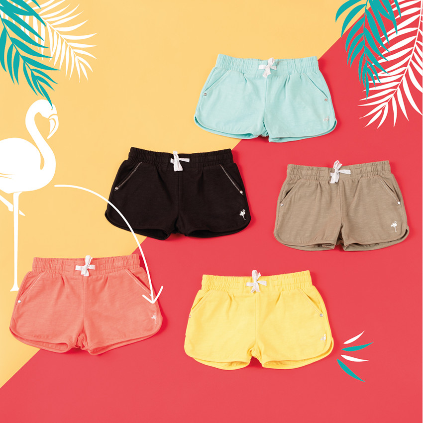 Short en jersey uni avec motif en foil argenté 