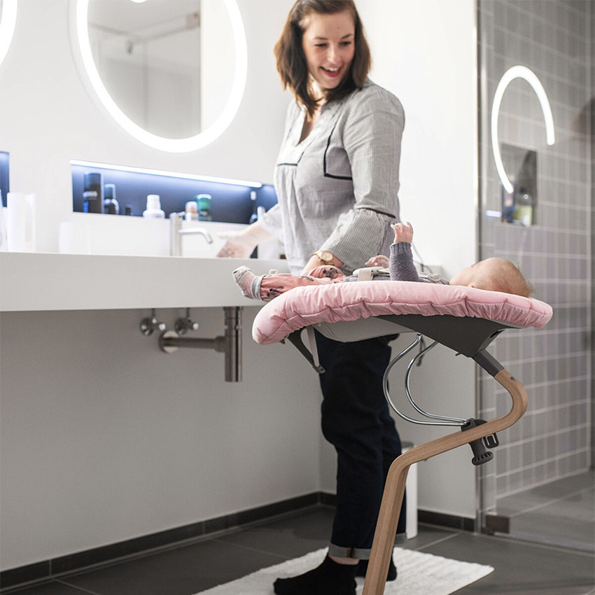 Newborn Set gris pour chaise haute Nomi avec housse gris/rose 