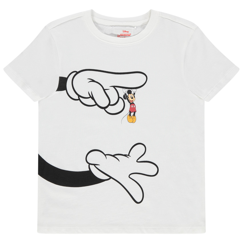 T-shirt manches courtes print mains et Mickey Disney 