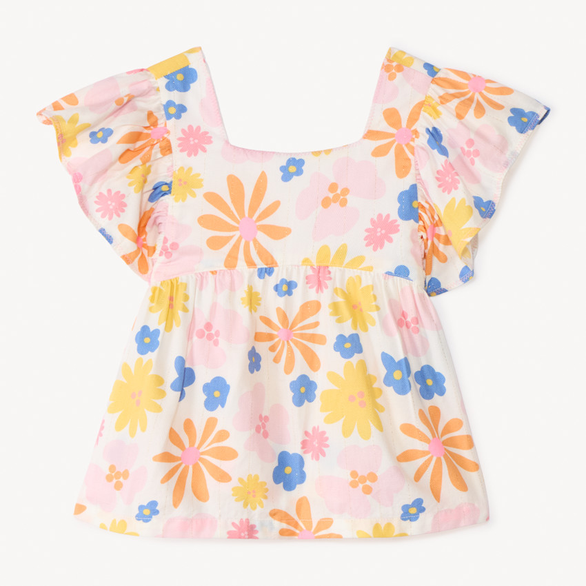Tunique manches courtes imprimé fleuri pour fille