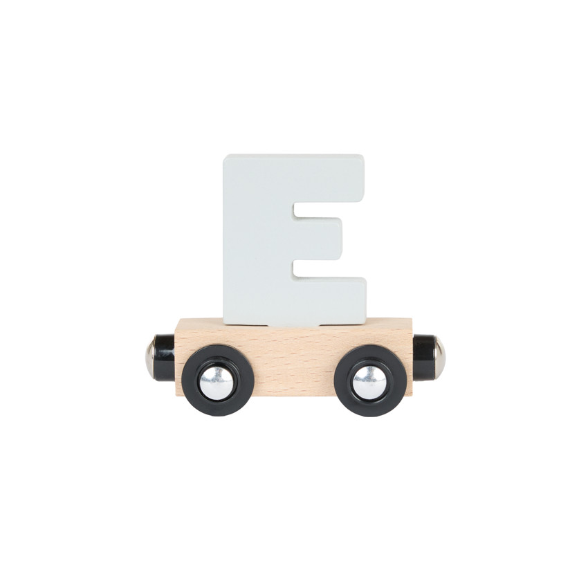 Lettre "E" wagon en bois - gris clair 