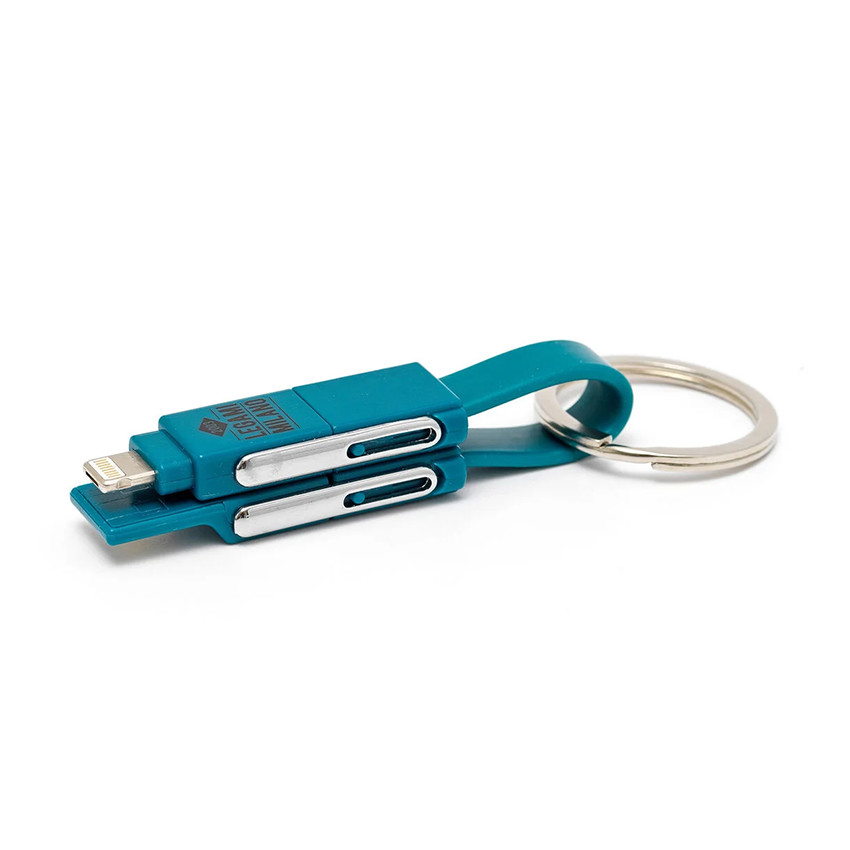 Porte-clés avec câble de charge 6 en 1 bleu pétrole 