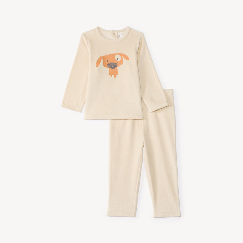 Ensemble de pyjama 2 pièces bébé garçon en velours print fantaisie