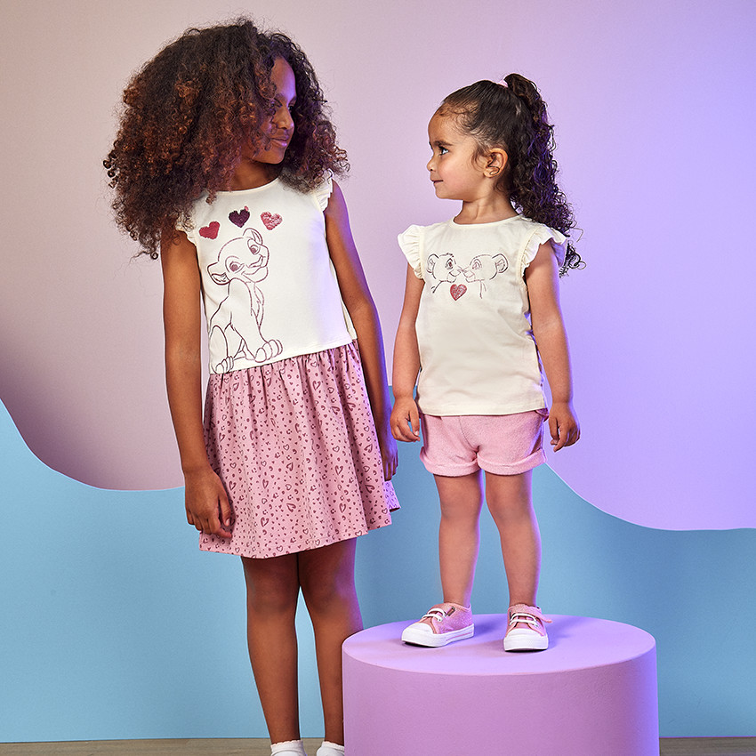 T-shirt manches courtes print Le Roi Lion pour bébé fille 