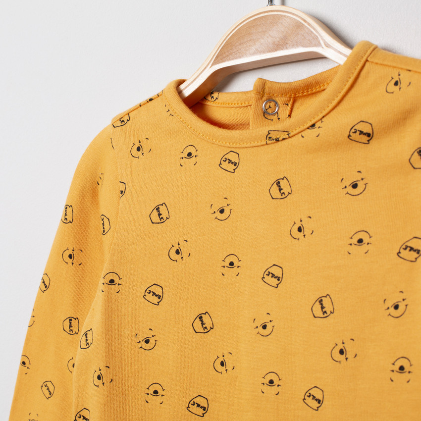 T-shirt manches longues en coton bio imprimé all-over Main T-shirt manches longues en coton bio imprimé all-over