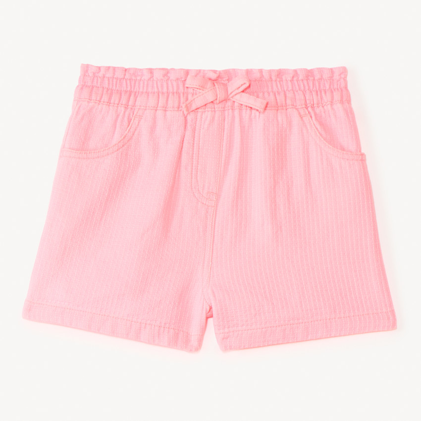 Short en toile coloris uni pour bébé fille