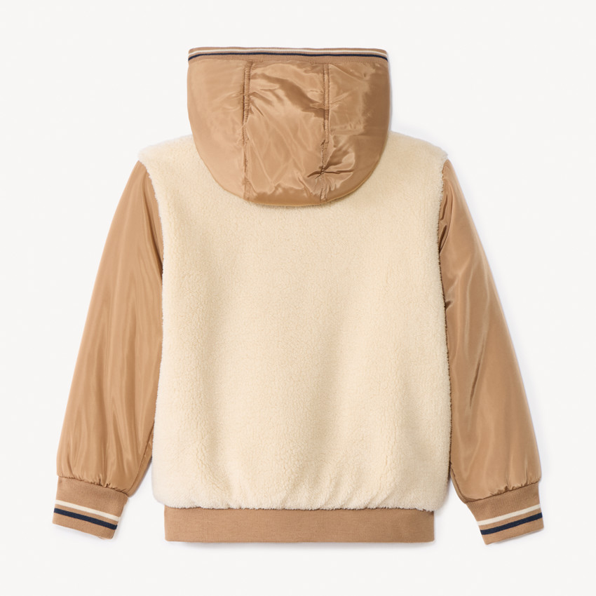Blouson bi-matière en sherpa avec capuche pour garçon 