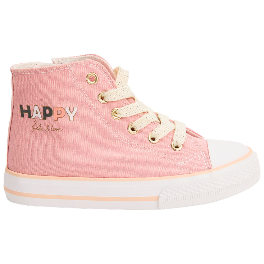 Chaussures en toile montante à zip et lacets fantaisie pour fille 