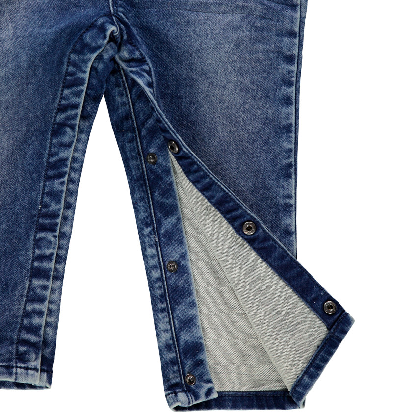 Salopette longue effet used à poche et message 