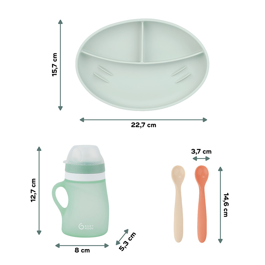 Coffret repas en silicone GROW'ISY 24-36 mois - Pastel 