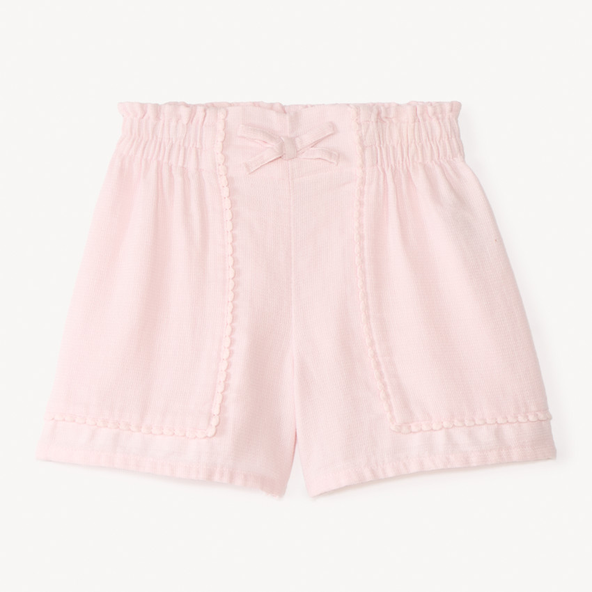 Short en toile avec galon à pompons pour fille