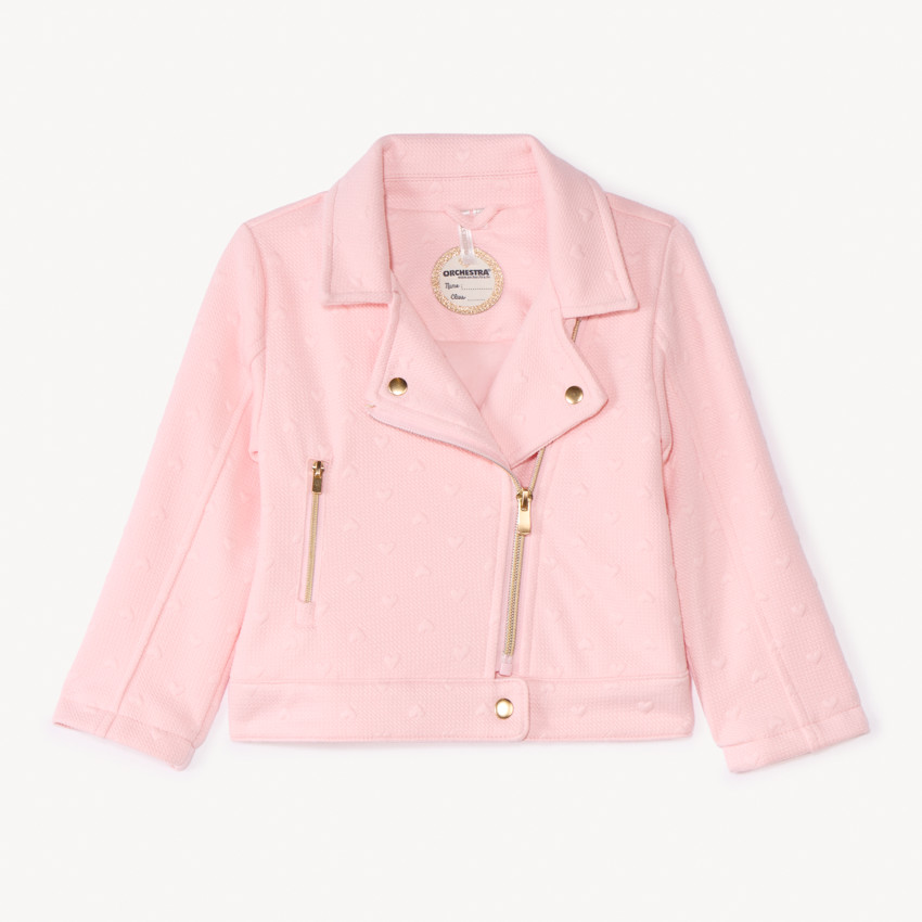 Veste perfecto motifs cœurs en jacquard pour bébé fille