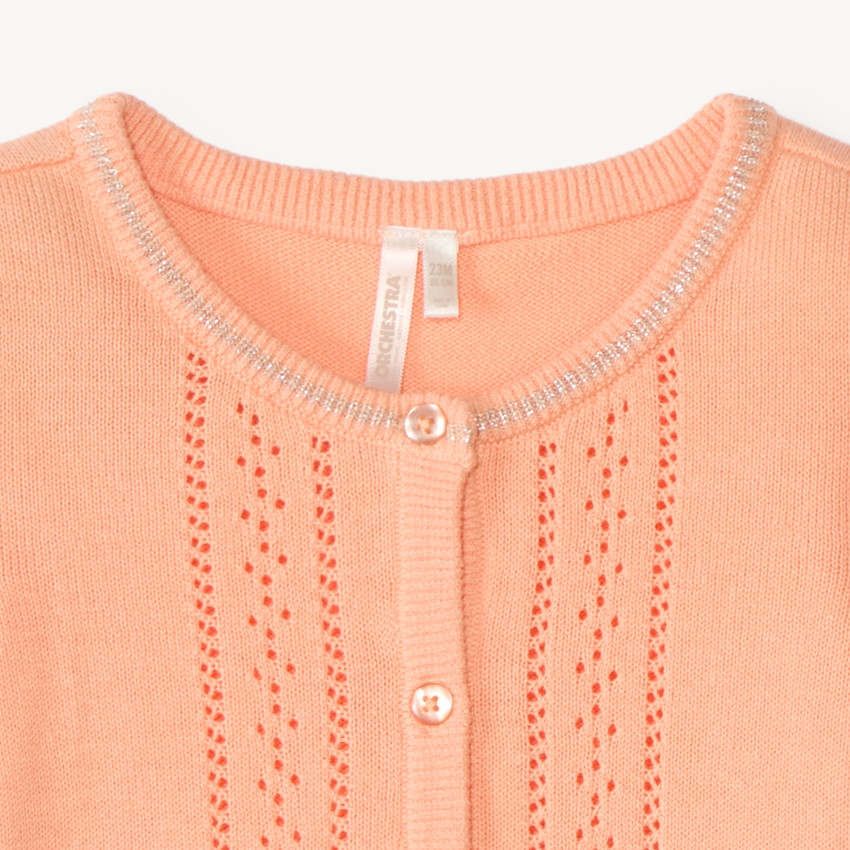 Gilet à manches longues en tricot ajouré pour bébé fille 