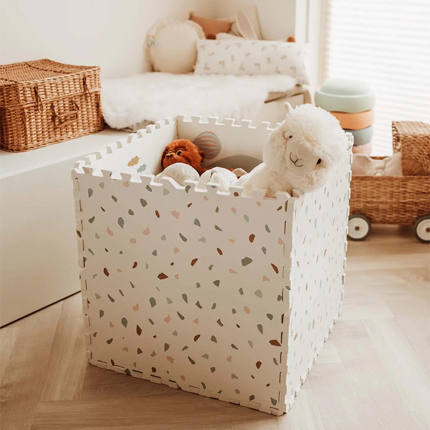 Tapis de dalles en mousse réversibles 120 x 180 cm village/terrazzo 