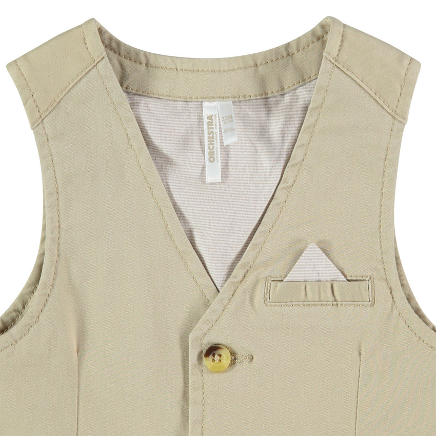 Gilet serveur à doublure rayée et poches 