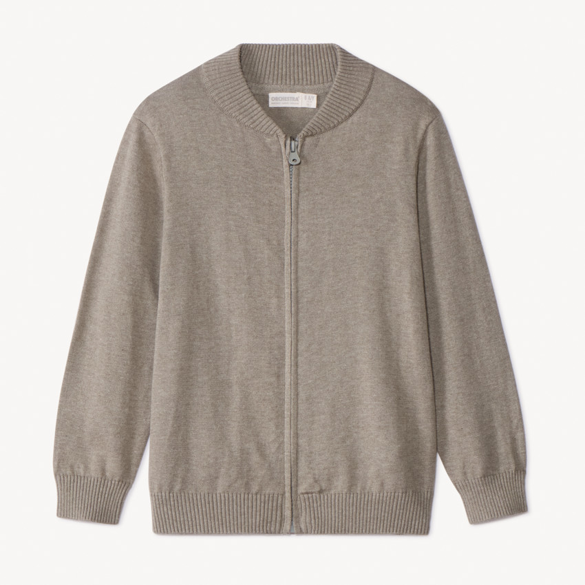 Gilet zippé col teddy en tricot uni pour garçon