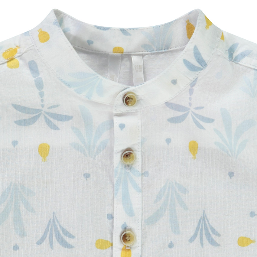 Chemise manches courtes imprimé arty à col mao pour bébé garçon 