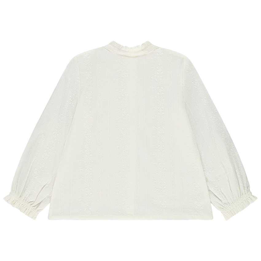 Chemise brodée à manches longues bouffantes pour fille 