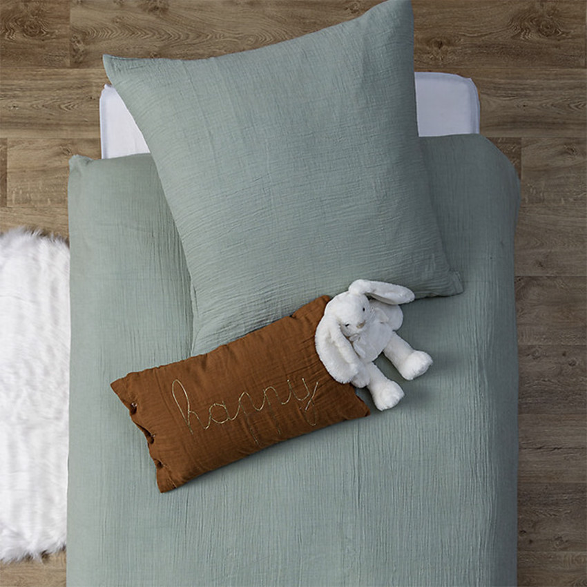 Coussin rectangulaire en gaze de coton Happy marron 