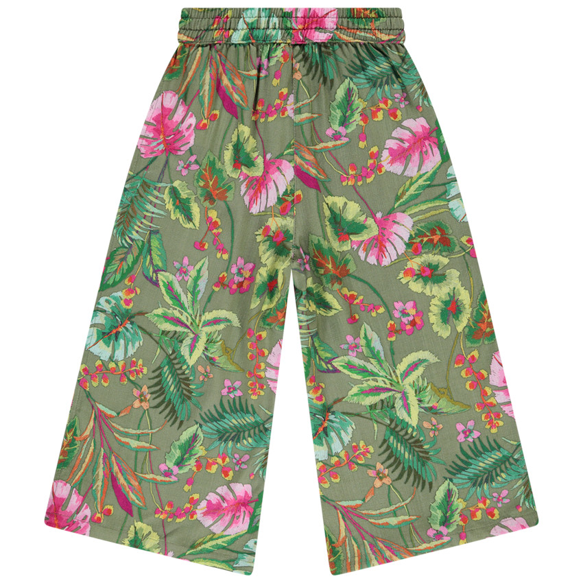 Pantacourt fluide et évasé imprimé tropical pour fille 