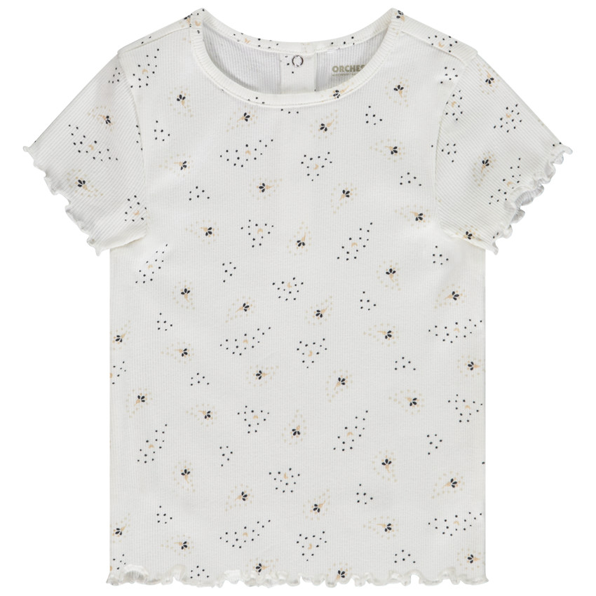 T-shirt manches courtes côtelé et imprimé pour bébé fille