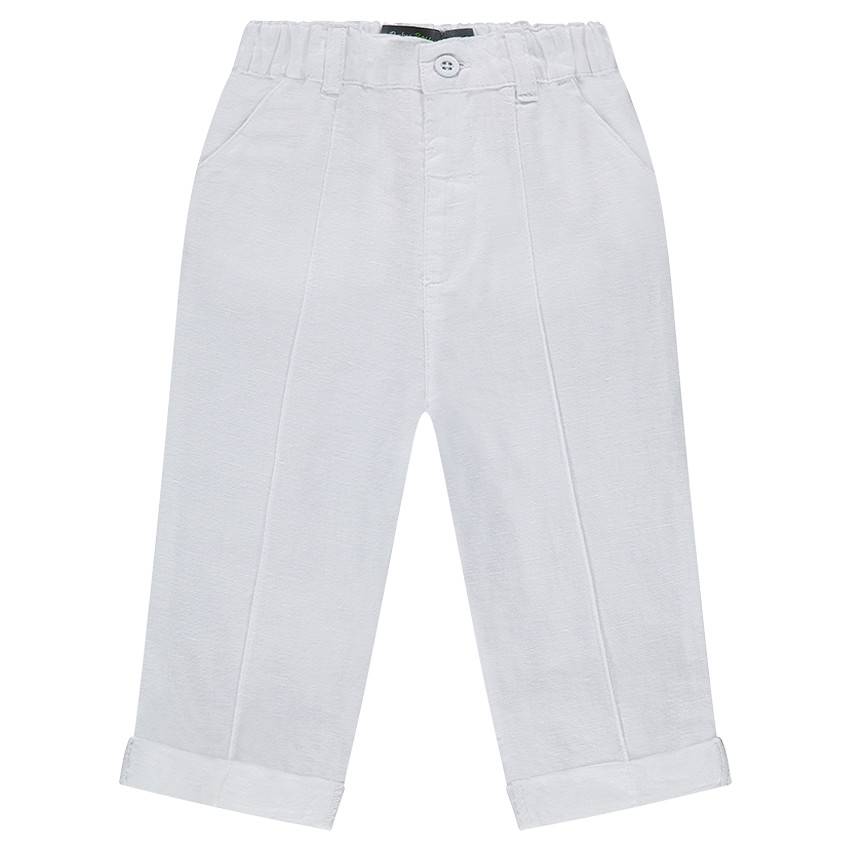 Pantalon en lin et coton uni coupe 7/8ème 