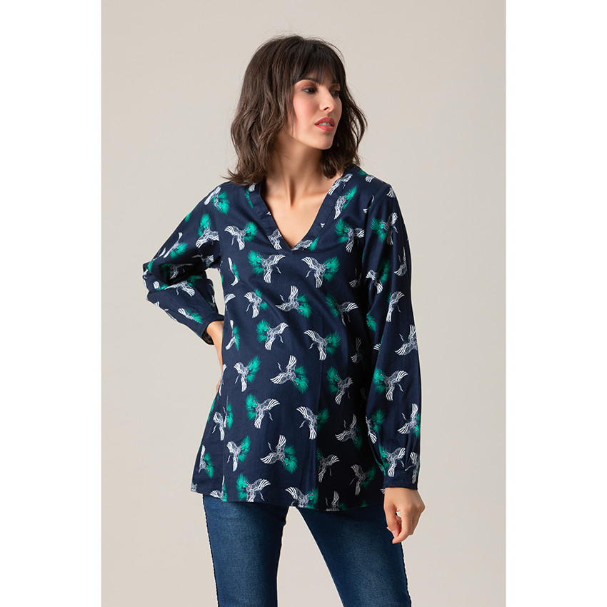 Top de grossesse à manches longues col en V 