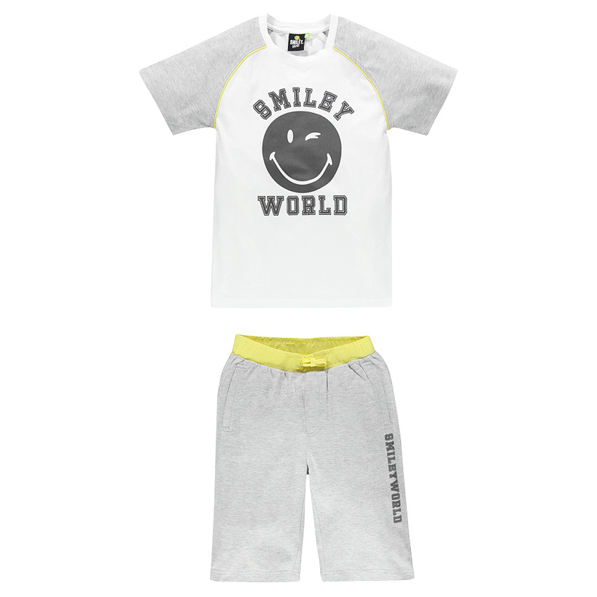 Junior - Pyjama en jersey court print Smiley 