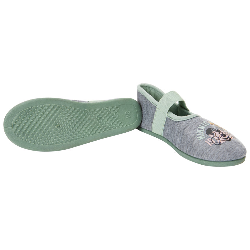 Chaussons babies gris chiné avec élastique et print Minnie Disney pour fille 