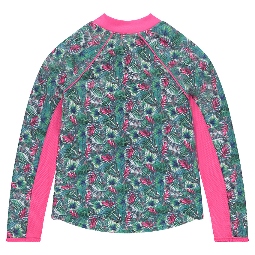 Gilet zippé en interlock double face imprimé tropical  