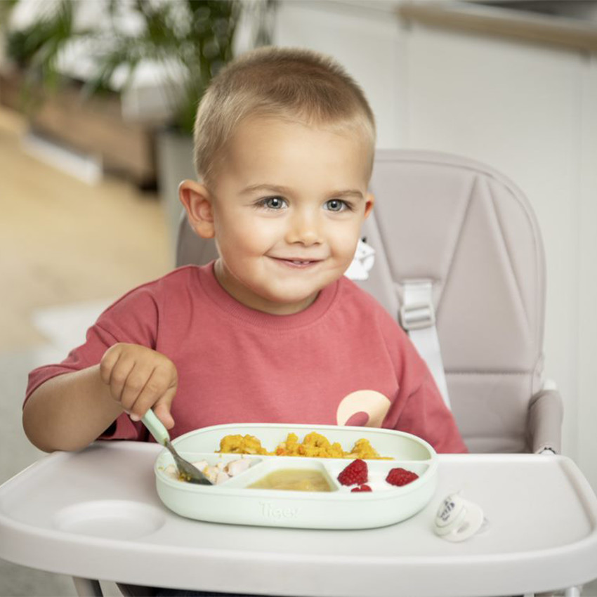 Assiette bébé avec compartiments greige