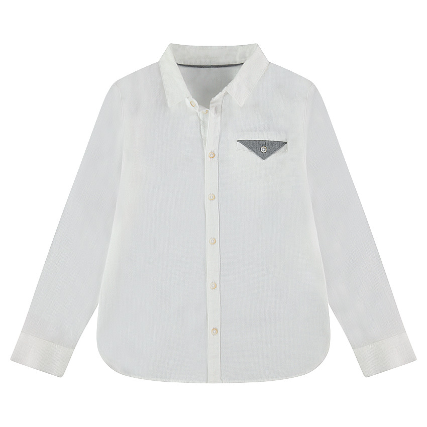 Junior - Chemise manches longues unie avec poche fantaisie 