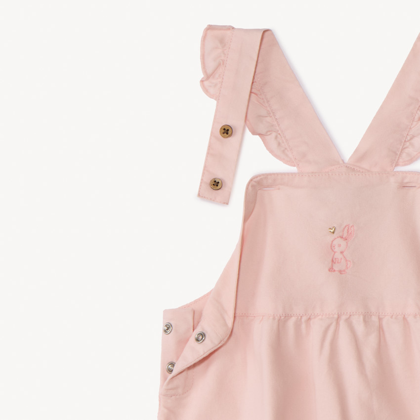 Ensemble 2 pièces avec salopette brodée pour bébé fille 