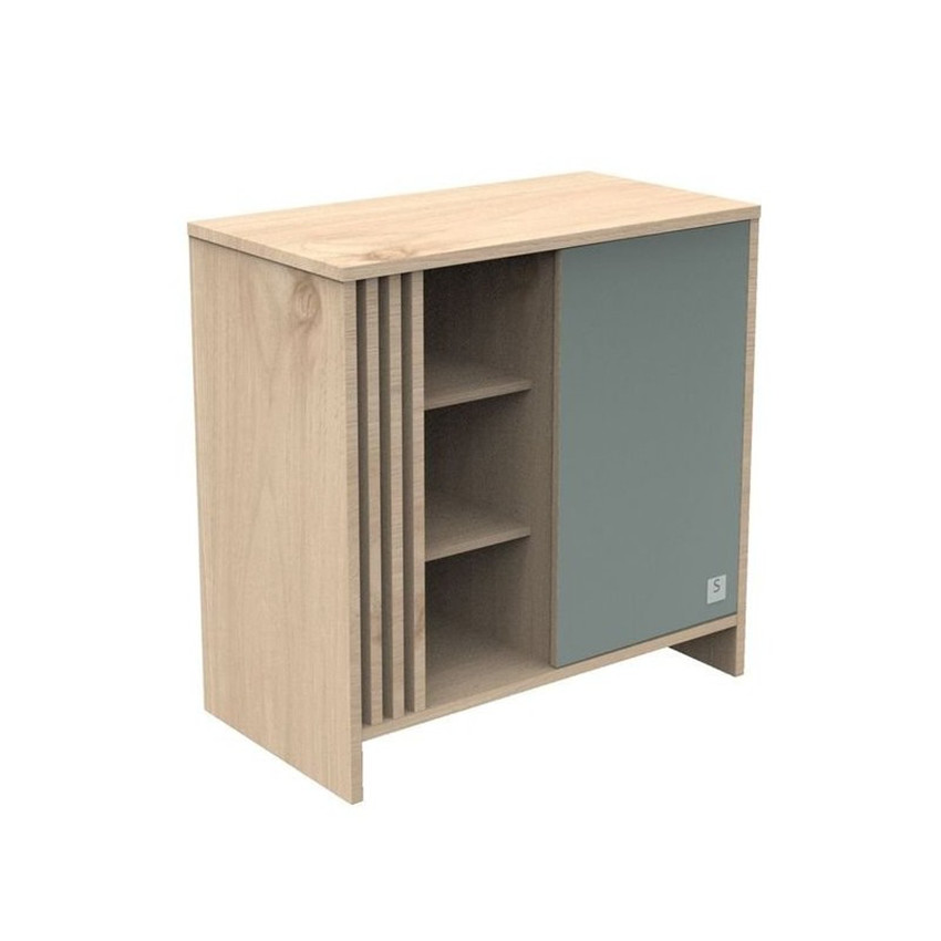 Commode avec 1 porte et 3 niches Tokyo aspect chêne suave/sauge 