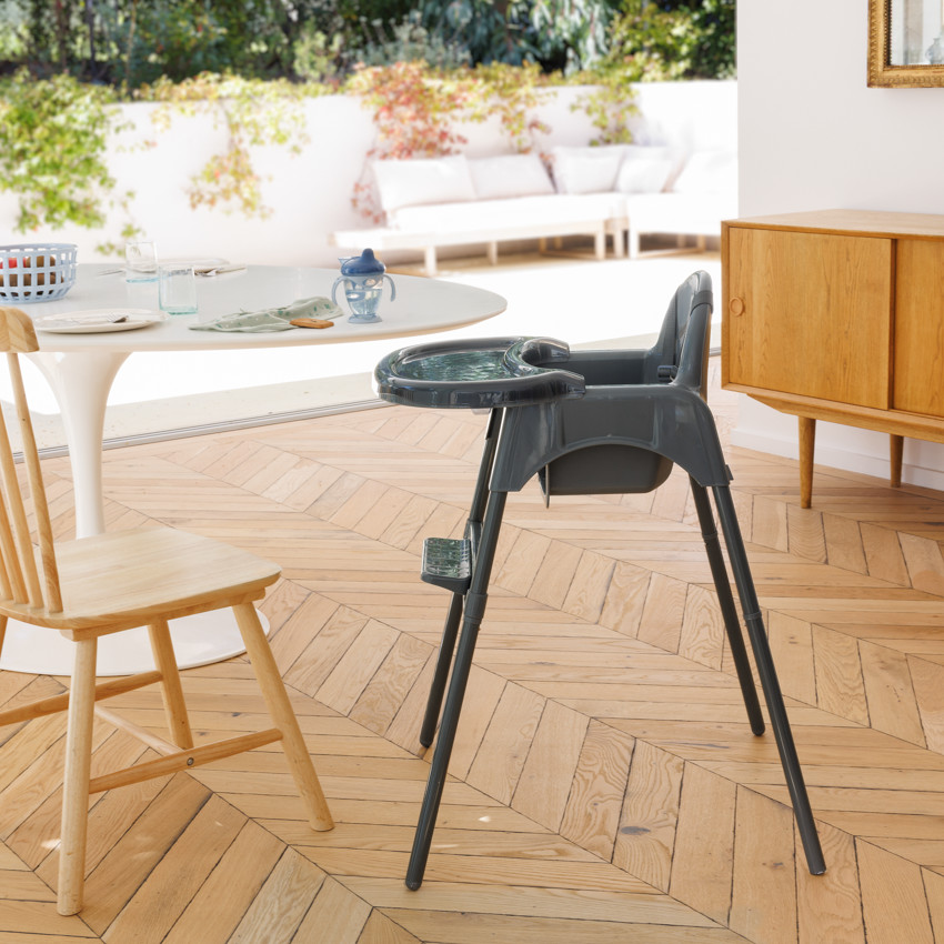 Chaise haute fixe 2 en 1 Capucine 2.0 gris 