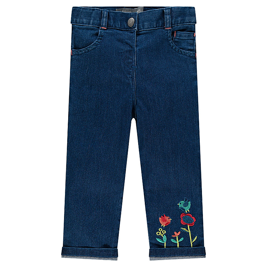 Jeans slim avec fleurs brodées 