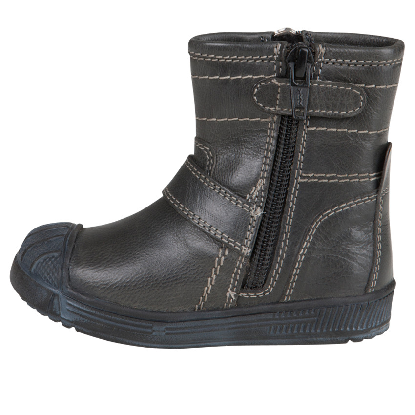 Bottines en cuir avec zip et boucle 