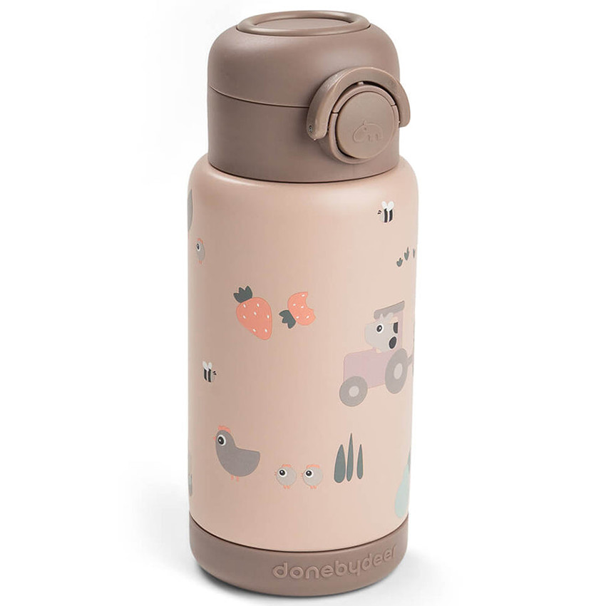 Gourde isotherme avec paille 340ml Tiny Farm Rose 