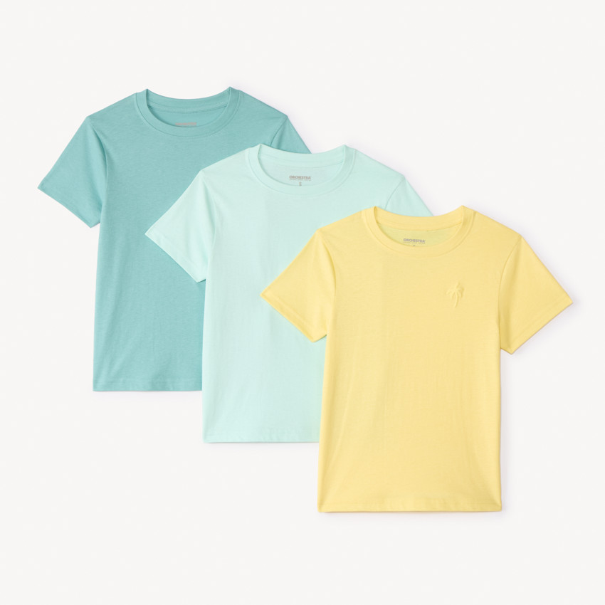 Lot de 3 t-shirt manches courtes uni avec print palmier pour garçon 