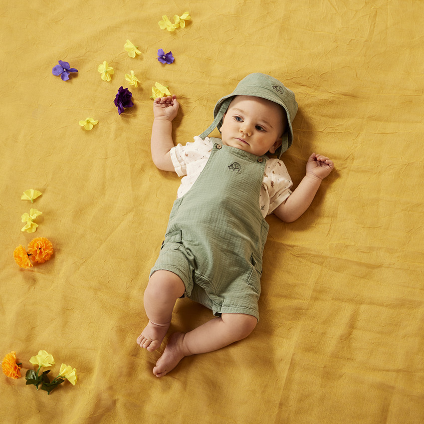 Ensemble 2 pièces avec salopette brodée pour bébé garçon 