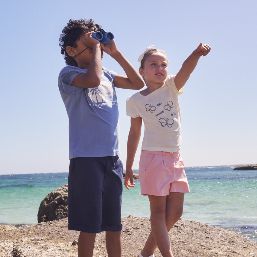 Short en twill uni effet pince pour fille 