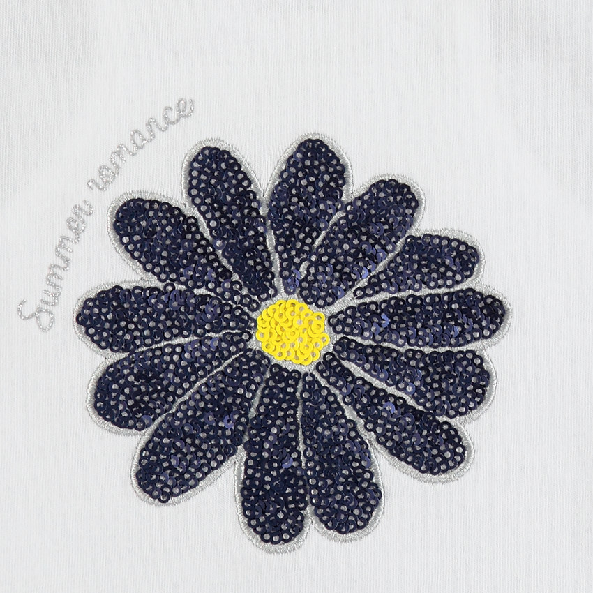 Ensemble à fleurs en sequins et short à pois 