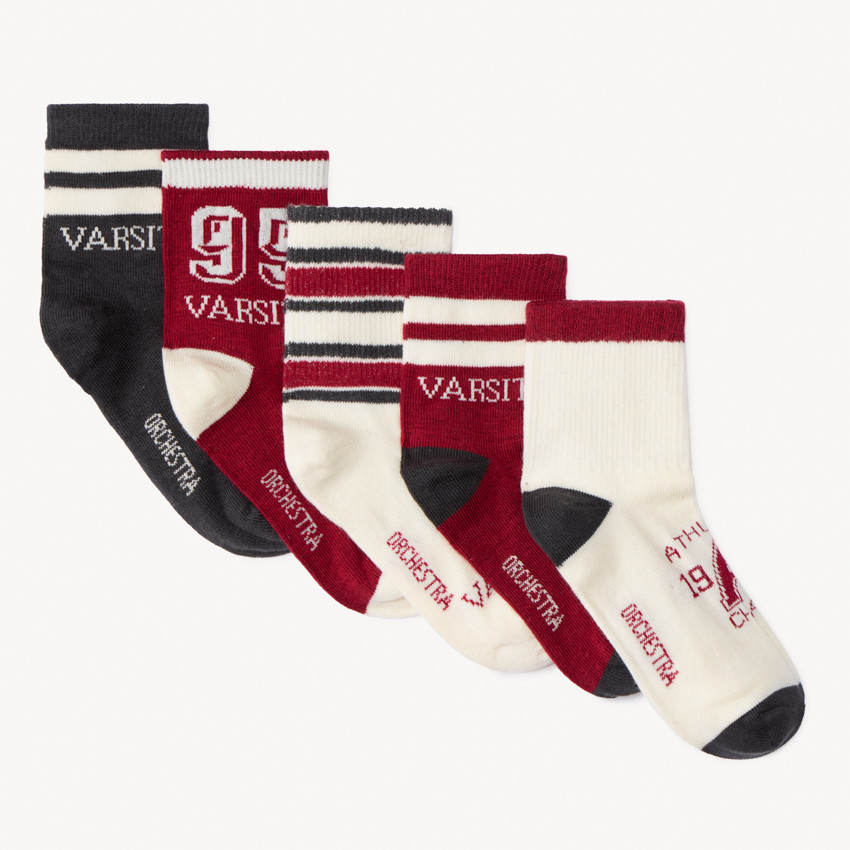 Lot de 5 paires de chaussettes normales motifs sportifs pour garçon