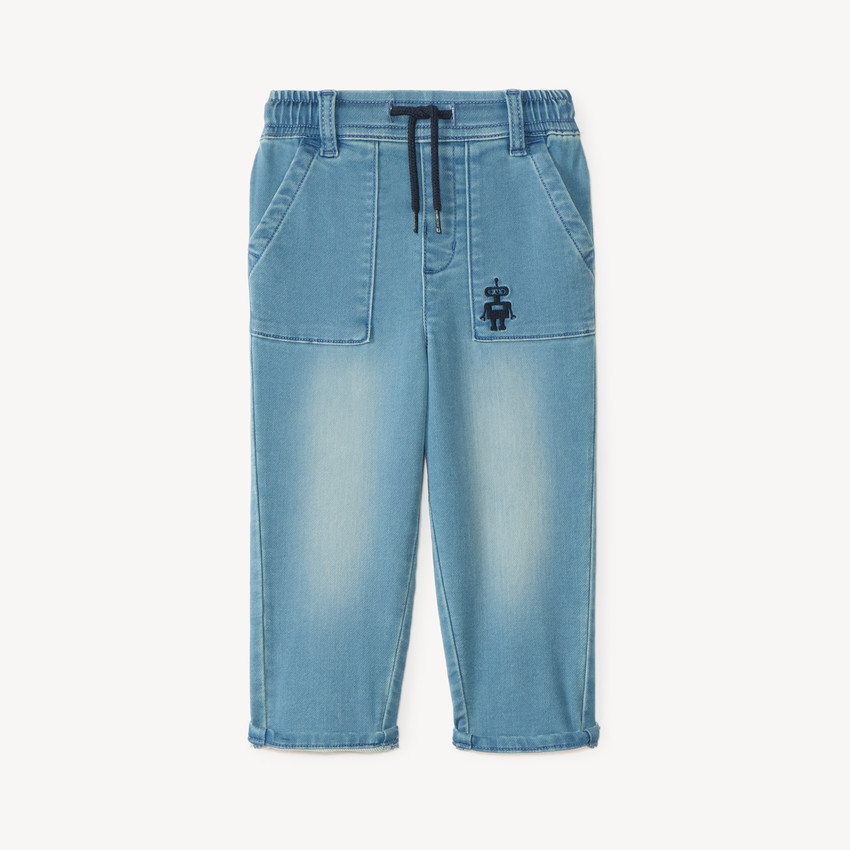 Jean large broderie robot pour bébé garçon 