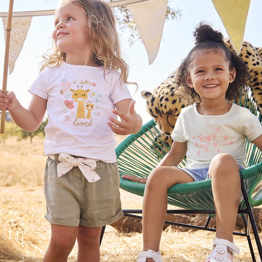 T-shirt manches courtes print fantaisie pour bébé fille 