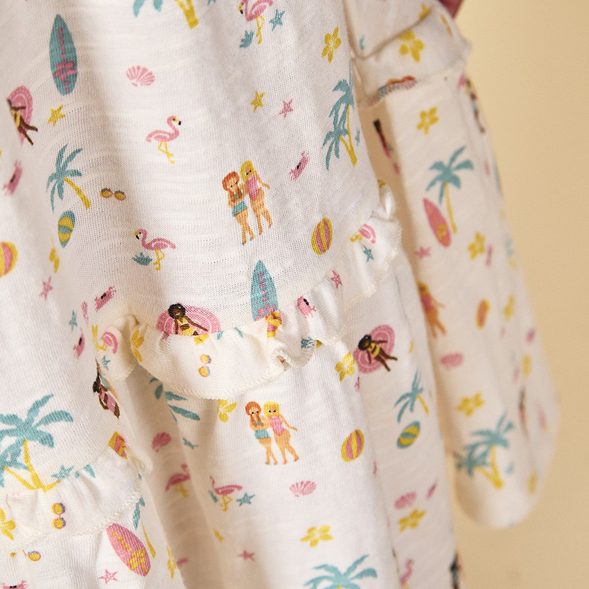 Robe à bretelles imprimé vacances exotiques pour fille 