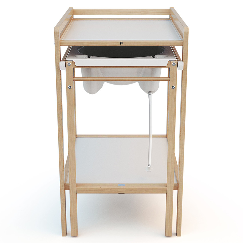 Table à langer coulissante 2 en 1 Tiny avec baignoire intégrée - Beige (Prémaman) - Image 2