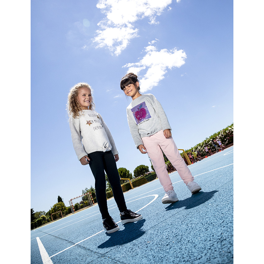 Lot de 2 leggings unis à surpiqûres pour filles 