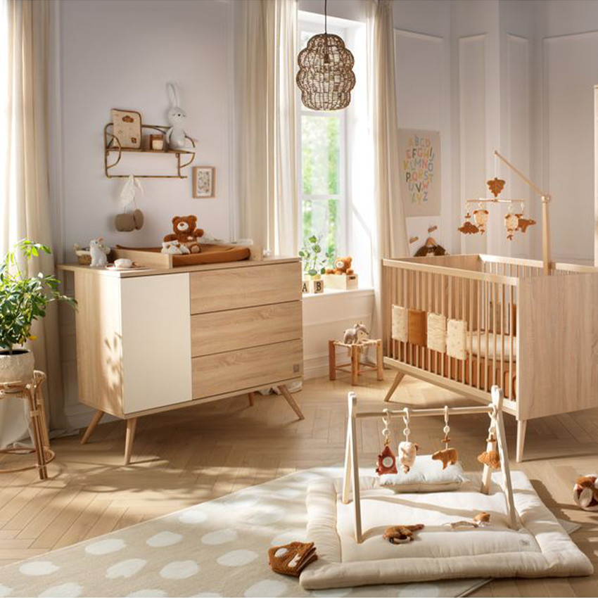 Plan à langer pour commode Seventies aspect chêne doré 