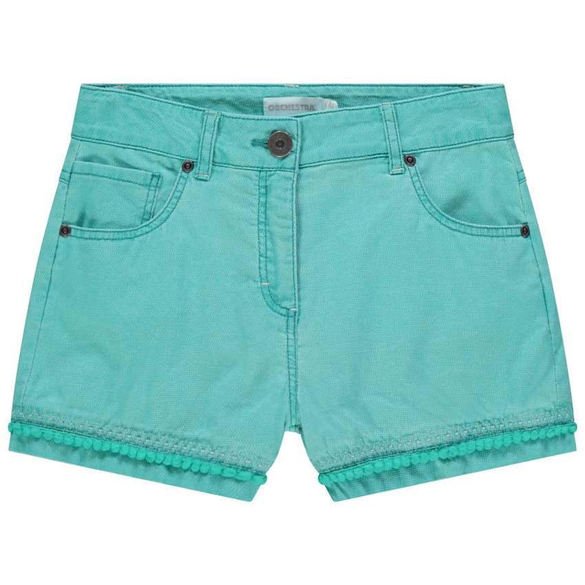Short en toile à petits pompons en finition 